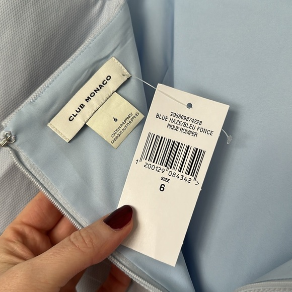 Club Monaco Pique Romper in Blue Haze size 6 NWT - Picture 4 of 4